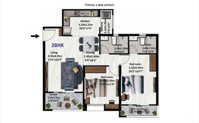 Image of 1152 Sq.ft 2 BHK Apartment / Flat for sale in Nyati Equinox I, Bavdhan, Pune for Rs. 9200000