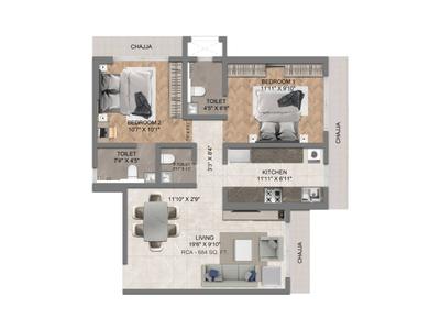 Image of 950 Sq.ft 3 BHK Apartment / Flat for sale in Shreeji Solitaire, Kandivali West, Mumbai for Rs. 17500000