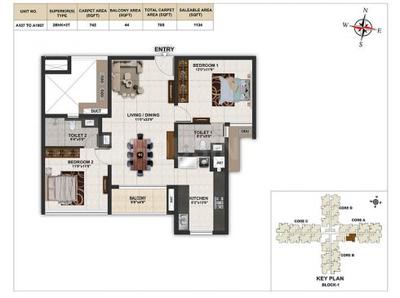 Image of 1132 Sq.ft 2 BHK Apartment / Flat for sale in Thazhambur, Chennai for Rs. 5600000