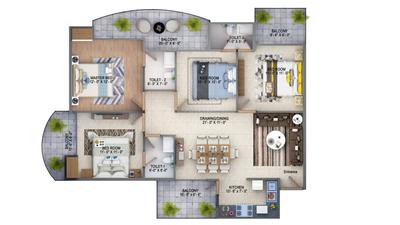 Image of 1300 Sq.ft 4 BHK Apartment / Flat for sale in Adore Prima, Sector 73, Faridabad for Rs. 7800000