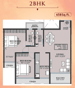 Image of 1110 Sq.ft 2 BHK Apartment / Flat for sale in Neelkanth Laxmi, Panvel, Navi Mumbai for Rs. 9950000