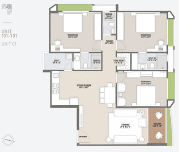 Image of 2457 Sq.ft 3 BHK Apartment / Flat for sale in Krupa Ocean, Ambawadi, Ahmedabad for Rs. 17200000