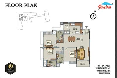 Image of 1700 Sq.ft 3 BHK Apartment / Flat for sale in Skyline Opus, Palarivattom, Kochi for Rs. 21000000