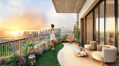 Balcony Image of 678 Sq.ft 1 BHK Apartment / Flat for sale in Jebel Ali Village Dubai for Rs. 31526098