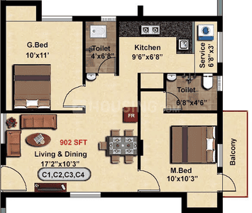 Image of 1170 Sq.ft 3 BHK Apartment / Flat for sale in Steps Stone Vatsa, Iyyappanthangal, Chennai for Rs. 7500000