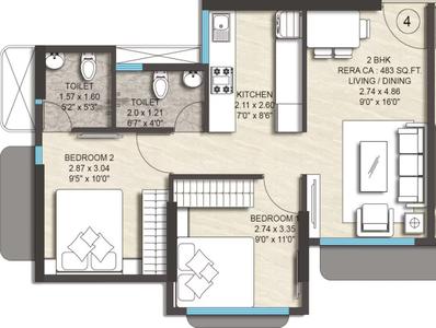 Image of 583 Sq.ft 2 BHK Apartment / Flat for sale in Star Right Infinity, Vikhroli East, Mumbai for Rs. 10000000