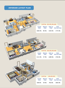 Image of 1753 Sq.ft 3 BHK Apartment / Flat for sale in Chandrasekharpur, Bhubaneswar for Rs. 15000000