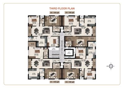 Floor Plan Image of 1531 Sq.ft 3 BHK Apartment / Flat for sale in Alwarpet Chennai for Rs. 33600000