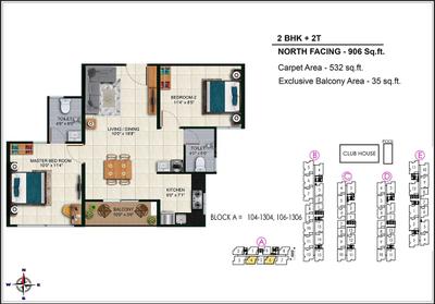 Image of 1125 Sq.ft 3 BHK Apartment / Flat for sale in Urbanrise Spring Tide, Mahindra World City, Chennai for Rs. 7500000