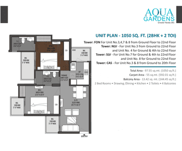 Image of 1050 Sq.ft 2 BHK Apartment / Flat for sale in Noida Extension, Greater Noida for Rs. 9000000