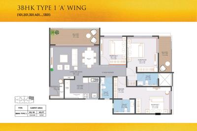 Image of 1663 Sq.ft 3 BHK Apartment / Flat for sale in Karve Nagar, Pune for Rs. 22100000