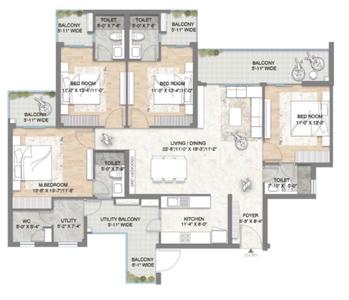 Image of 2300 Sq.ft 4 BHK Apartment / Flat for sale in M3M Crown, Sector 111, Gurgaon for Rs. 34500000
