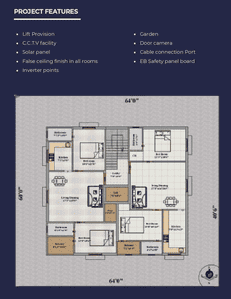 Floor Plan Image of 1241 Sq.ft 2 BHK Apartment / Flat for sale in Thirumullaivoyal Chennai for Rs. 8887000