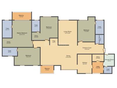 Image of 3250 Sq.ft 4 BHK Apartment / Flat for sale in Adani Water Lily, Shantigram, Ahmedabad for Rs. 27500000