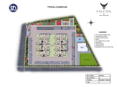 Floor Plan Image of 1055 Sq.ft 3 BHK Apartment / Flat for sale in Falcon, Sarjapur Bengaluru for Rs. 8200000