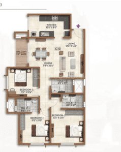 Image of 1473 Sq.ft 3 BHK Apartment / Flat for sale in Prestige Finsbury Park Regent, Gummanahalli, Bengaluru for Rs. 18500000