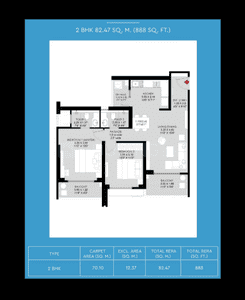 Image of 1244 Sq.ft 2 BHK Apartment / Flat for sale in The Aqua Retreat at Godrej Park World, Hinjawadi, Pune for Rs. 11000000