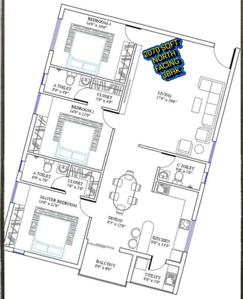 Floor Plan Image of 2070 Sq.ft 3 BHK Apartment / Flat for sale in Padmanabhanagar Bengaluru for Rs. 18800000
