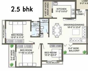 Image of 1227 Sq.ft 3 BHK Apartment / Flat for sale in Manish Nagar, Nagpur for Rs. 6400000