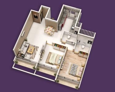 Floor Plan Image of 1320 Sq.ft 2 BHK Apartment / Flat for sale in Gurukrupa Aramus Rudra, Kharghar Navi Mumbai for Rs. 16500000