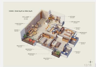 Image of 1490 Sq.ft 3 BHK Apartment / Flat for sale in Sonai Clara, Ravet, Pune for Rs. 10000000