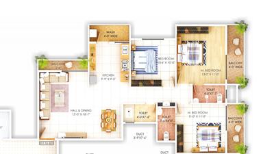 Image of 1500 Sq.ft 3 BHK Apartment / Flat for sale in Monarch Height 5, Besa, Nagpur for Rs. 6300000