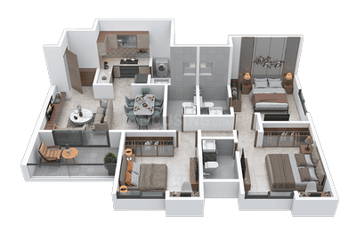 Image of 1300 Sq.ft 3 BHK Apartment / Flat for sale in Undri, Pune for Rs. 8500000