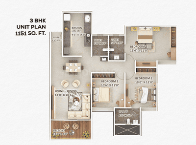 Image of 1080 Sq.ft 2 BHK Apartment / Flat for sale in Majestique Aravali, Warje, Pune for Rs. 9600000