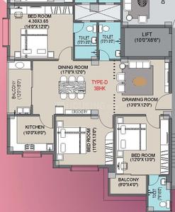 Image of 1260 Sq.ft 3 BHK Apartment / Flat for sale in Raghunathpur, Bhubaneswar for Rs. 10872000