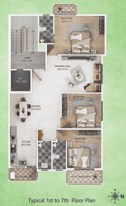 Image of 1660 Sq.ft 3 BHK Apartment / Flat for sale in Trimurti Nagar, Nagpur for Rs. 10500000