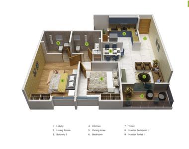 Image of 1281 Sq.ft 3 BHK Apartment / Flat for sale in Ram Foresta, Kondhwa, Pune for Rs. 10300000
