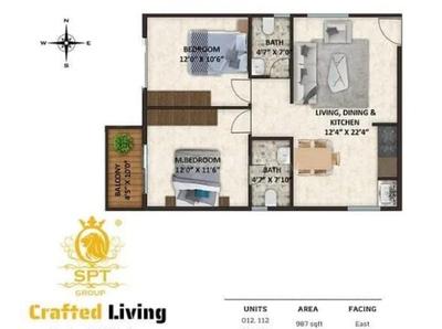 Image of 987 Sq.ft 2 BHK Apartment / Flat for sale in Hoskote, Bengaluru for Rs. 5450000