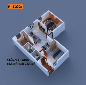 Image of 980 Sq.ft 2 BHK Apartment / Flat for sale in Perambur, Chennai for Rs. 7400000
