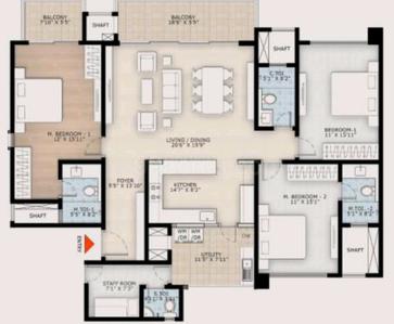 Image of 2104 Sq.ft 3 BHK Apartment / Flat for sale in DNR Highline, Rajajinagar, Bengaluru for Rs. 39700000