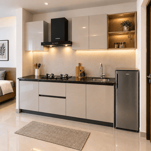 Kitchen Image of 600 Sq.ft 1 RK Studio for rent in Yashcon Neon, Viman Nagar Pune for Rs. 45000