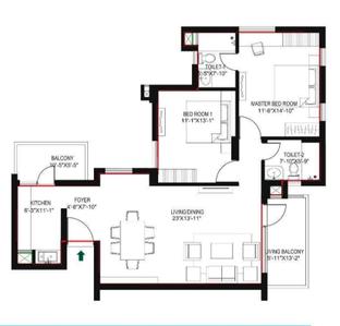 Image of 1400 Sq.ft 2 BHK Apartment / Flat for sale in Vatika Gurgaon 21, Sector 83, Gurgaon for Rs. 16500000
