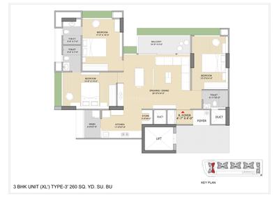 Image of 2475 Sq.ft 3 BHK Apartment / Flat for sale in Laxmi Azzaro, Gota, Ahmedabad for Rs. 11273625