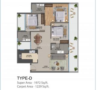 Image of 2238 Sq.ft 3 BHK Apartment / Flat for sale in GMS Road, Dehradun for Rs. 17200000