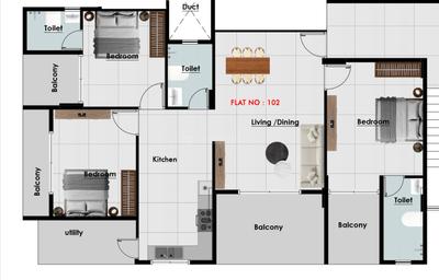 Image of 1200 Sq.ft 2 BHK Apartment / Flat for sale in Chauhan Colony, Chandrapur for Rs. 4700000