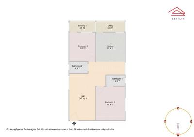 Image of 1110 Sq.ft 2 BHK Apartment / Flat for sale in White Field Ville, Whitefield, Bengaluru for Rs. 8420000