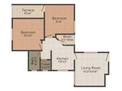 Floor Plan Image of 667 Sq.ft 2 BHK Apartment / Flat for sale in Sky Kasturi Nagar, Gotal Pajri Nagpur for Rs. 2500000
