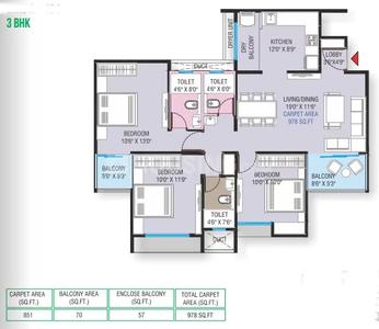 Image of 1619 Sq.ft 3 BHK Apartment / Flat for sale in Maheshwaram Vrinda Phase 1, Ravet, Pune for Rs. 12500000