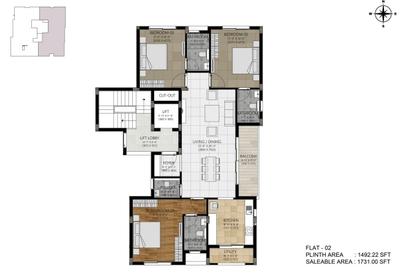 Image of 1853 Sq.ft 3 BHK Apartment / Flat for sale in Nungambakkam, Chennai for Rs. 34227500