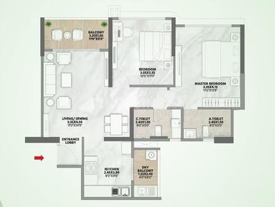 Image of 980 Sq.ft 2 BHK Apartment / Flat for sale in Venkatesh Vanaya wing I And J Phase 2, Kharadi, Pune for Rs. 11200000