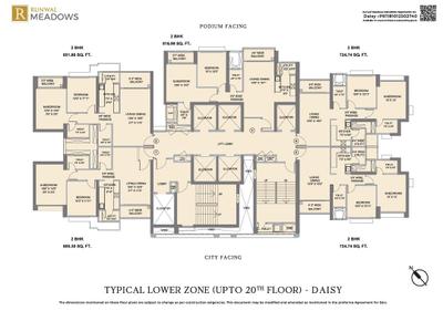 Image of 1244 Sq.ft 3 BHK Apartment / Flat for sale in Runwal Meadows, Kanjurmarg East, Mumbai for Rs. 32300000