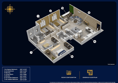 Image of 1984 Sq.ft 4 BHK Apartment / Flat for sale in Skyron Vrindanand Vastya, Baner, Pune for Rs. 28184000