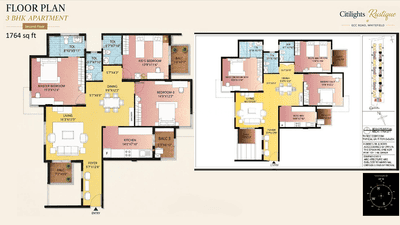Image of 1764 Sq.ft 3 BHK Apartment / Flat for sale in Citilights Rustique by Citilights Properties Builders, Whitefield, Bengaluru for Rs. 26500000