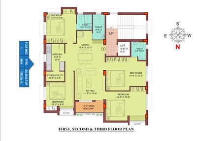 Image of 1825 Sq.ft 4 BHK Apartment / Flat for sale in Jodhpur Park, Kolkata for Rs. 19100000