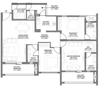 Image of 1405 Sq.ft 2 BHK Apartment / Flat for sale in Godrej Air, Sector 85, Gurgaon for Rs. 18500000
