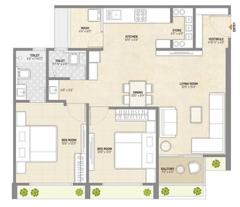 Image of 1359 Sq.ft 2 BHK Apartment / Flat for sale in Sahjanand Swarg, Vavol, Gandhinagar for Rs. 4500000